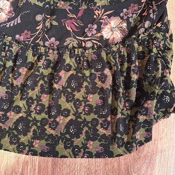 Free People | Small Floral Tunic Blouse - black pink green 100% polyester - Picture 6 of 8